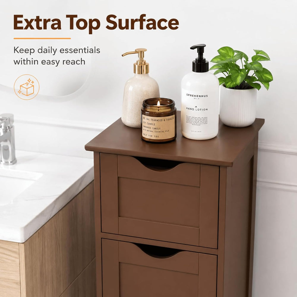 VINGLI 4-Drawer Bathroom Storage Cabinet, Slim Freestanding Floor Cabinet Org...