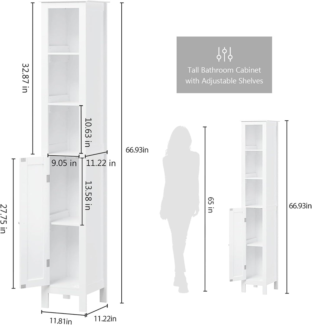 11.81'' Wide Narrow Bathroom Storage Cabinet-Slim Tall Bathroom Stora...