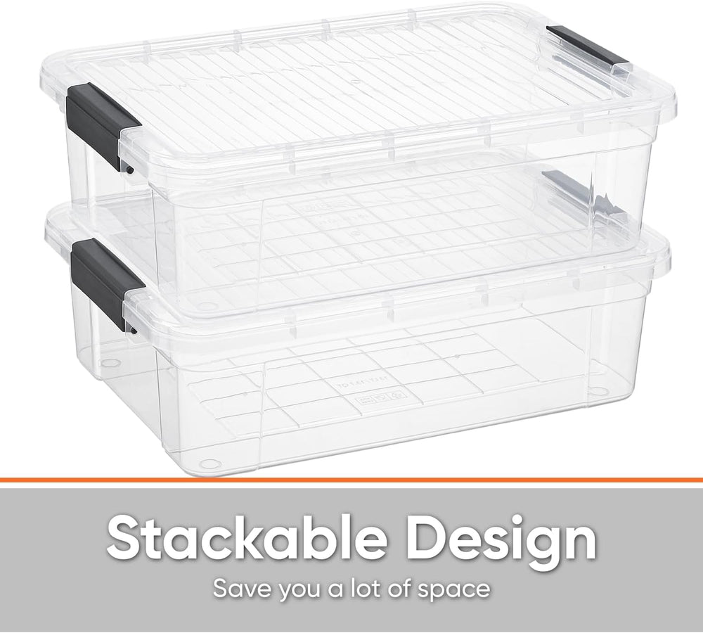 Superio Storage Bins with Lids, Clear Plastic Containers for Organizing, Stac...