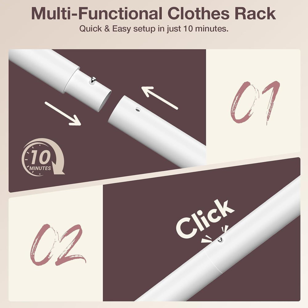Clothes Rack, Double Rods Rolling Clothing Rack for Hanging Clothes Load 260 ...