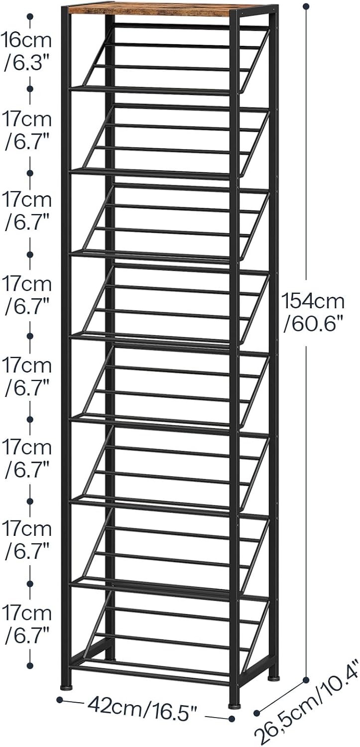 HOOBRO Narrow Shoe Rack for Small Spaces, Slanted Shoe Organizer for Entryway...