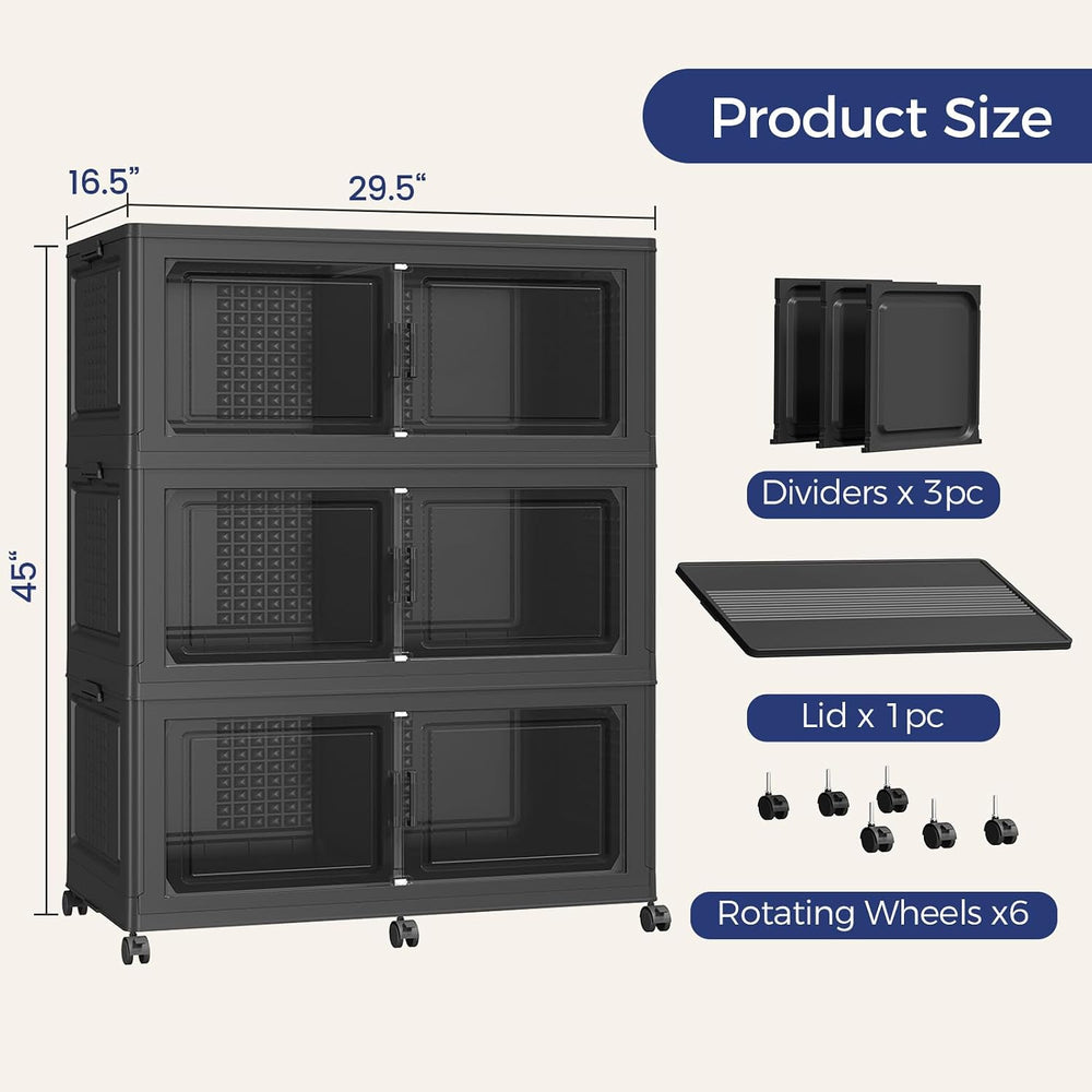120Gal Stackable Storage Bins with Lid, 480Qt Extra Large Collapsible Storage...