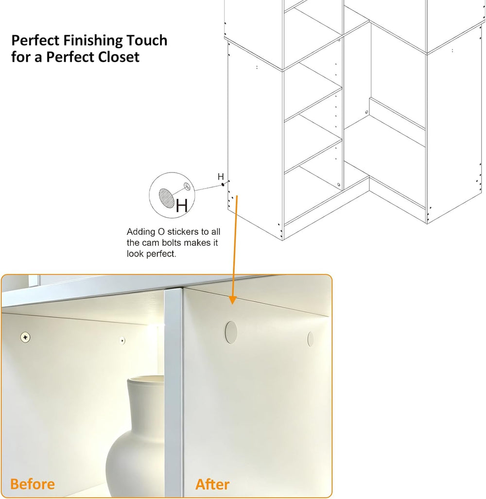Closet System with 3 Drawers, Corner Closet Organizer Systems with 7 Shelves ...