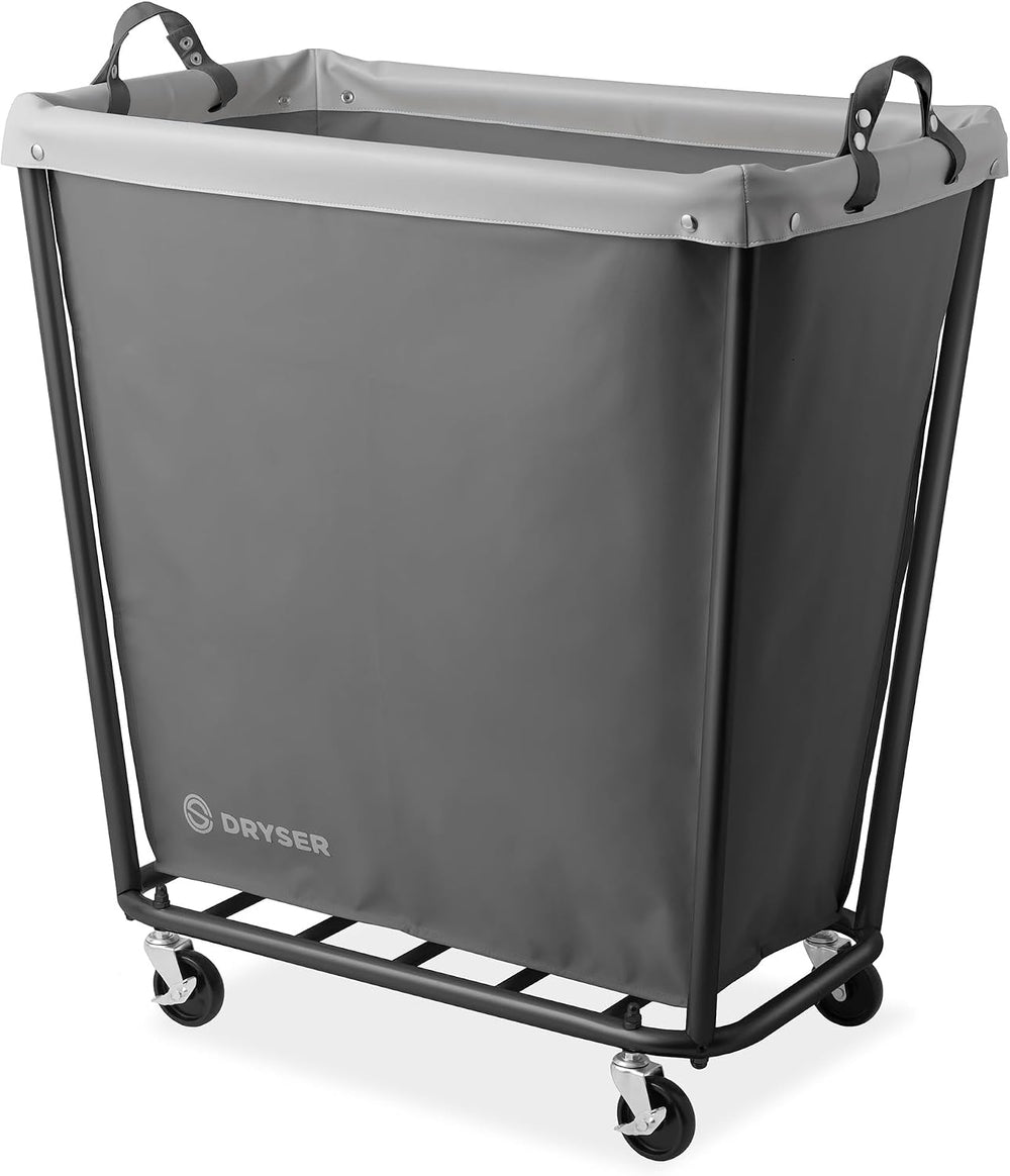 Large Commercial Heavy-Duty Rolling Laundry Hamper, Steel Frame Cart on Wheel...