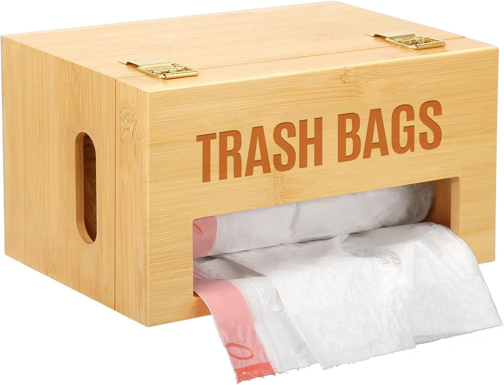 Libreshine Bamboo Trash Bag Holder, Freestanding or Wall-Mounted Organizer