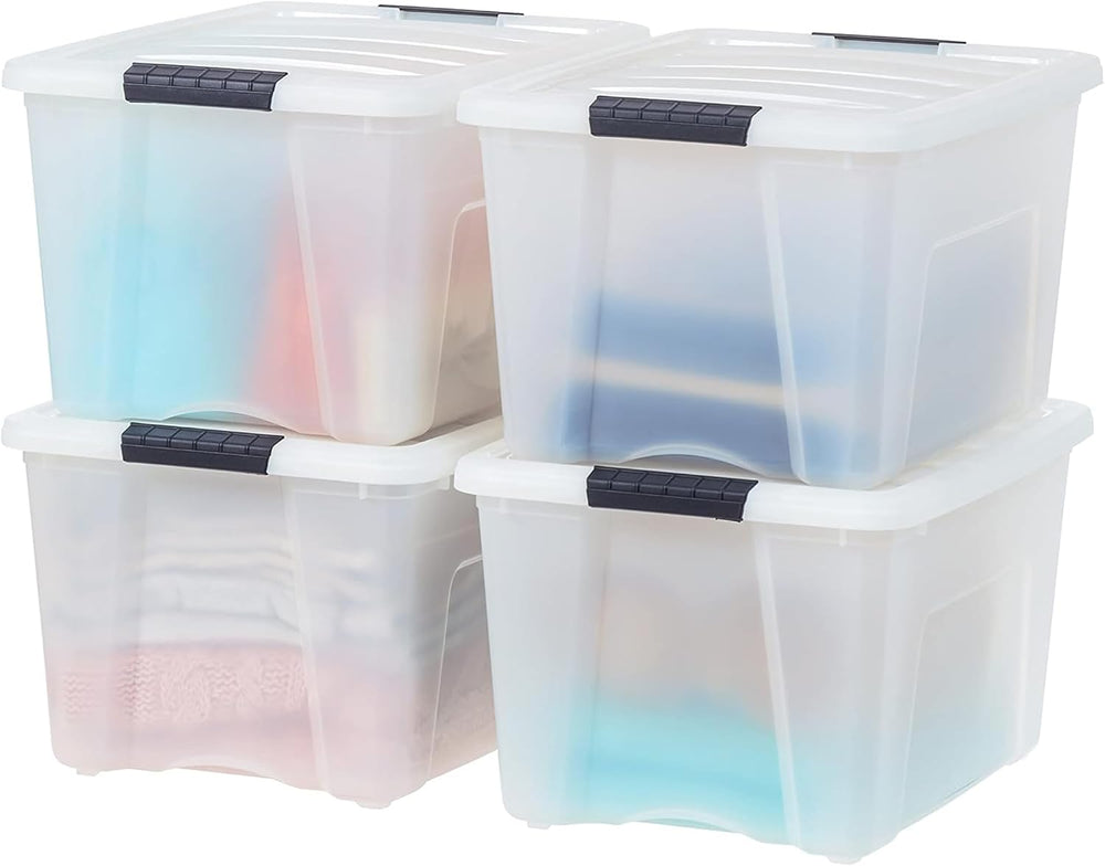 IRIS USA 4-Pack 40 Quart Storage Bins with Lids, Pearl