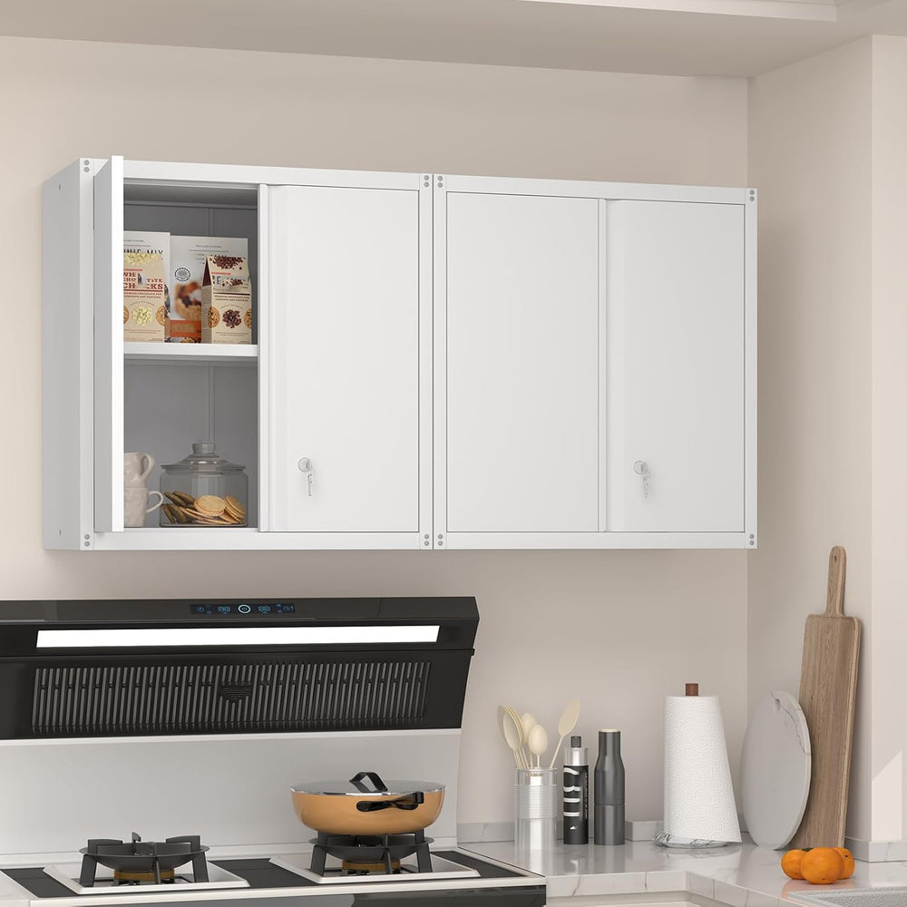 Metal Wall Cabinets, Kitchen Wall Hanging Cabinet, Locking Steel Storage Cabi...