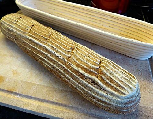 15 inches Baguette Banneton Bread Proofing Basket and Linen Liner Set 2 Pack,...