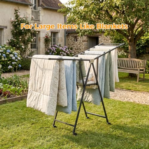 Foldable Standing Clothes Rack, 2-Tier Drying Hanger, for 20+ Pcs