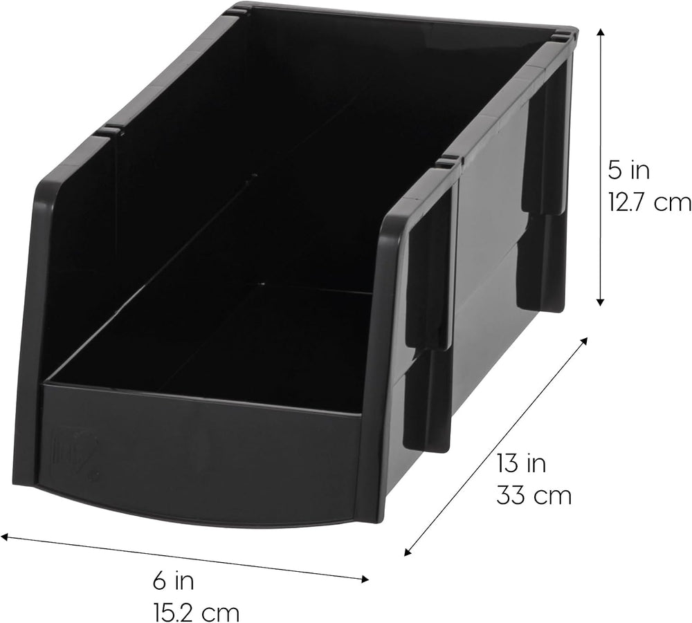 IRIS USA 8-Pack, Large Stackable Storage Bins, Black