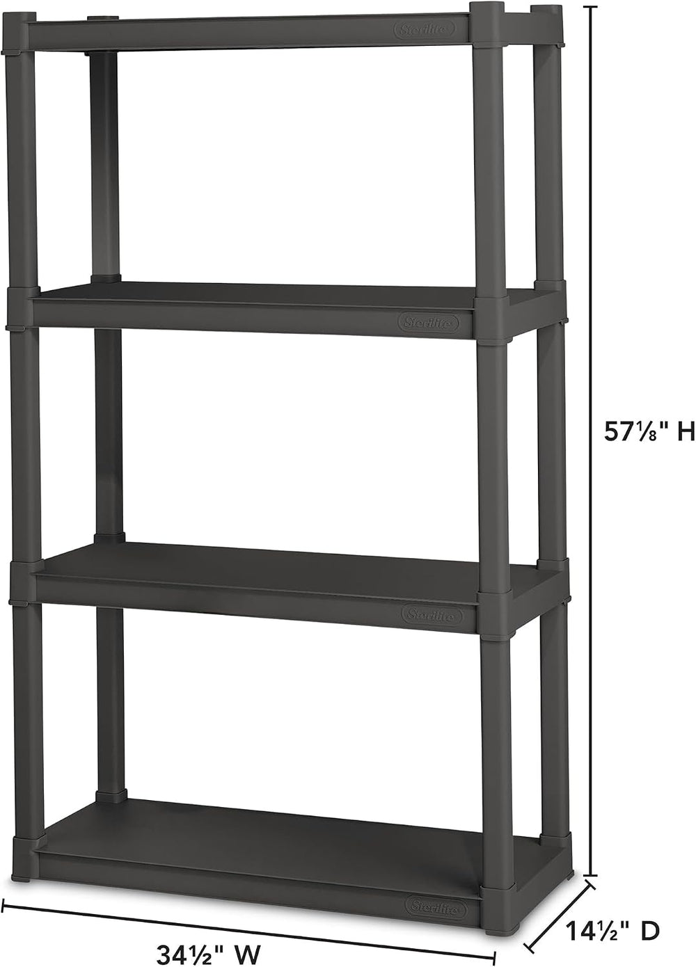Sterilite 4 Shelf Unit, Heavy-Duty Plastic Utility Storage Rack, 3-Pack
