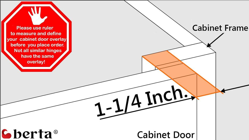 Berta (10 pcs) 1 1/4" Overlay Cabinet Door Hinges, 90 Degree Restricted ...