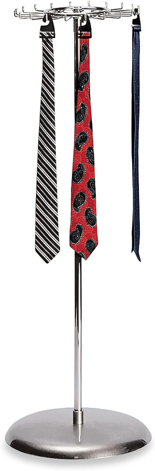 SSWBasics Revolving Belt, Scarf, and Tie Rack (Chrome)
