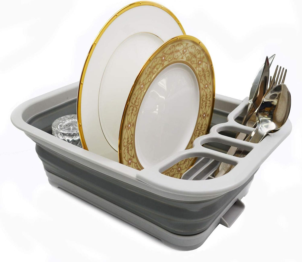 SAMMART Set of 2 Collapsible Dish Drainer with Drainer Board - Foldable Dryin...