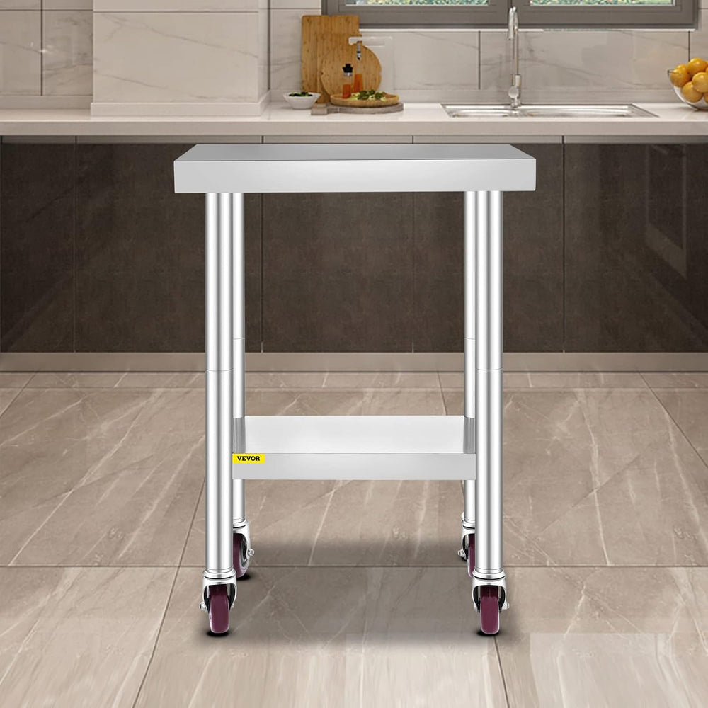 Mophorn 24x18x34 Inch Stainless Steel Work Table 3-Stage Adjustable Shelf wit...