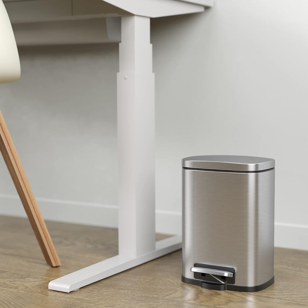 ITouchless SoftStep 1.32 Gallon Small Stainless Steel Step Trash Can with Abs...