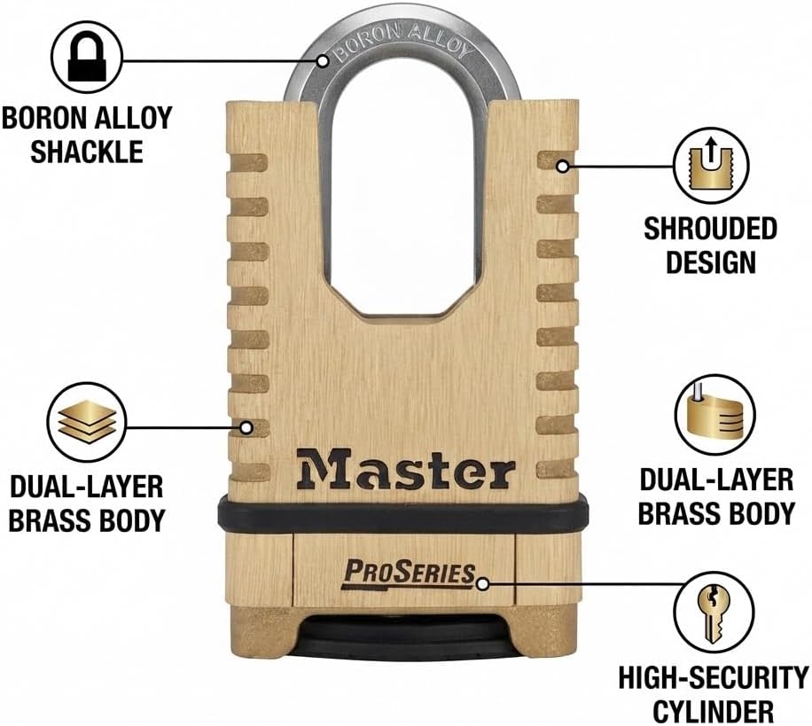 Master Lock ProSeries 4-Digit Combination Padlock, Brass Lock 1177D