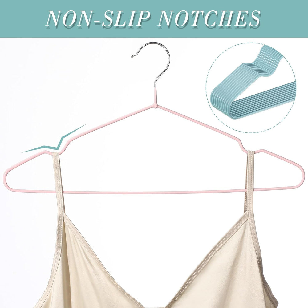 Wesiti 100 Pcs Metal Wire Non Slip Hangers for Clothes Space Saving Hanger St...