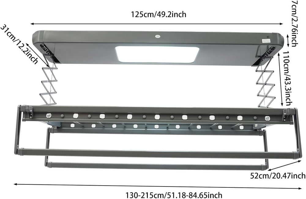 Ceiling Mounted Clothes Drying Rack, Adjustable Electric Clothes Airing Rack ...