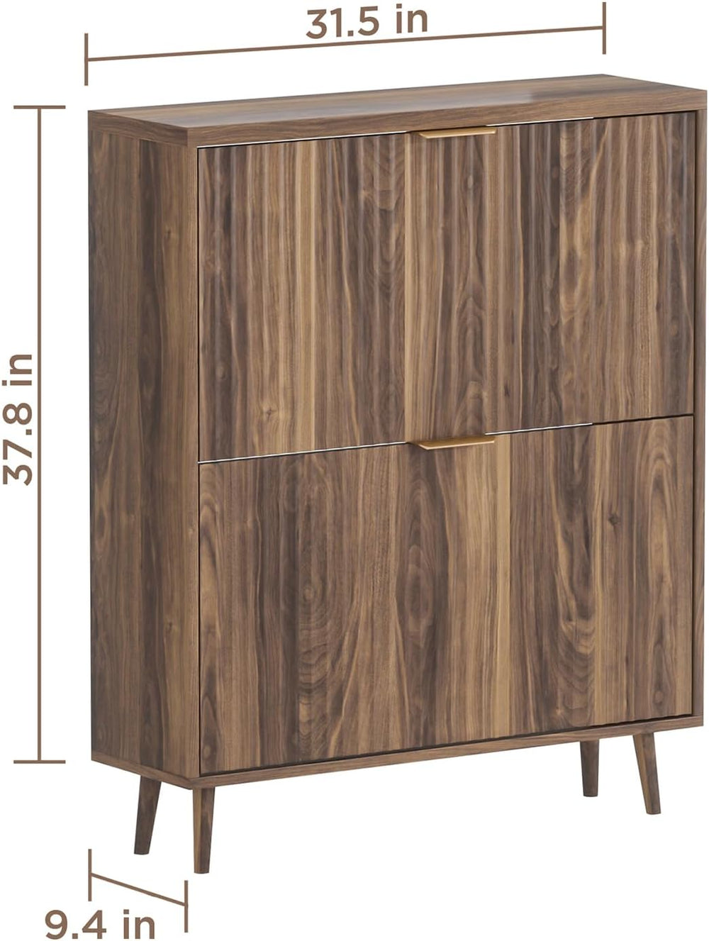 Shoe Cabinet Storage, Modern Freestanding Organizer with 2 Flip Drawers, Narr...