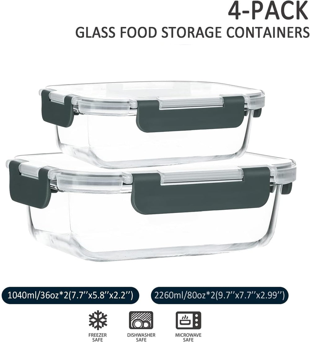 M MCIRCO 80 oz & 36 oz Extra Large Glass Food Storage Containers with Lids