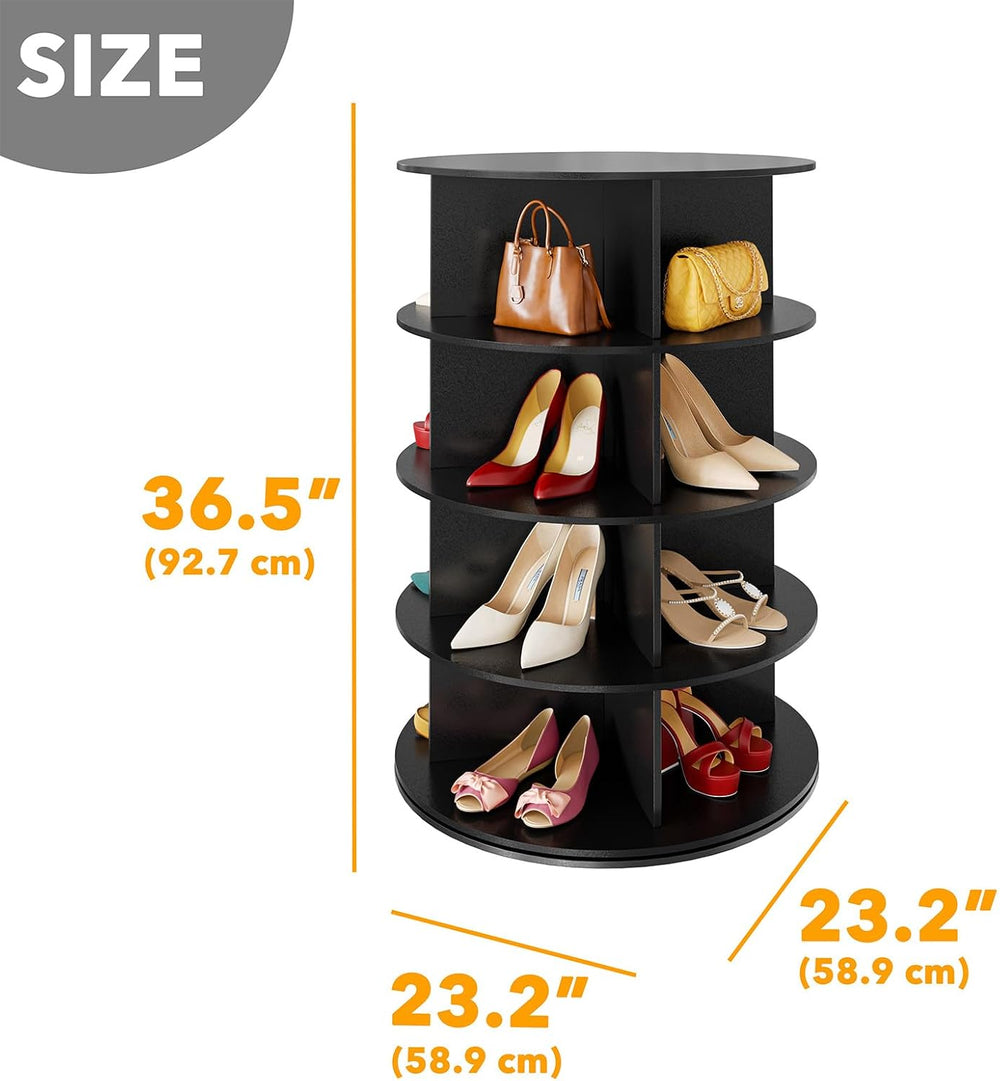 SpaceAid 4 Tier Rotating Shoe Rack Tower, Spinning Shoe Display Lazy Susan, R...