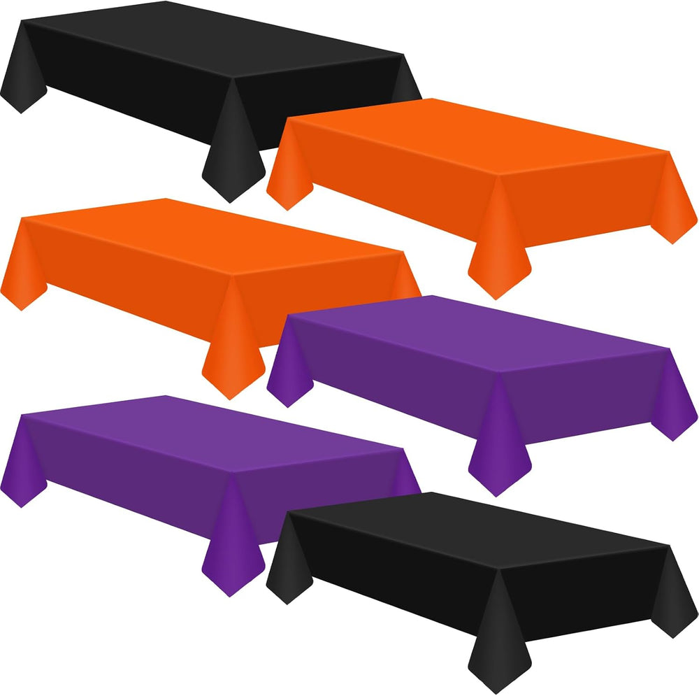 Patelai 24 Pcs Halloween Plastic Tablecloth, Black Orange Purple