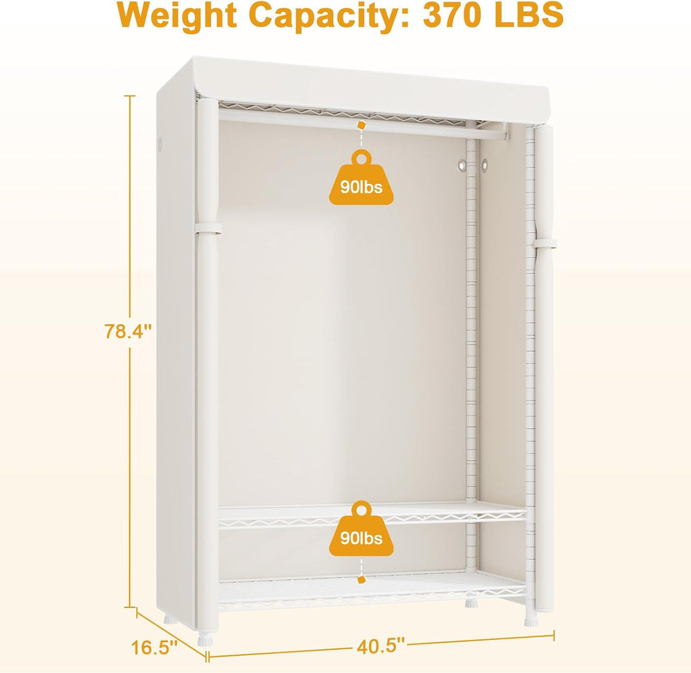ULIFHOME H5C Plus Clothes Rack with Cover, Covered Clothing Rack Heavy Duty