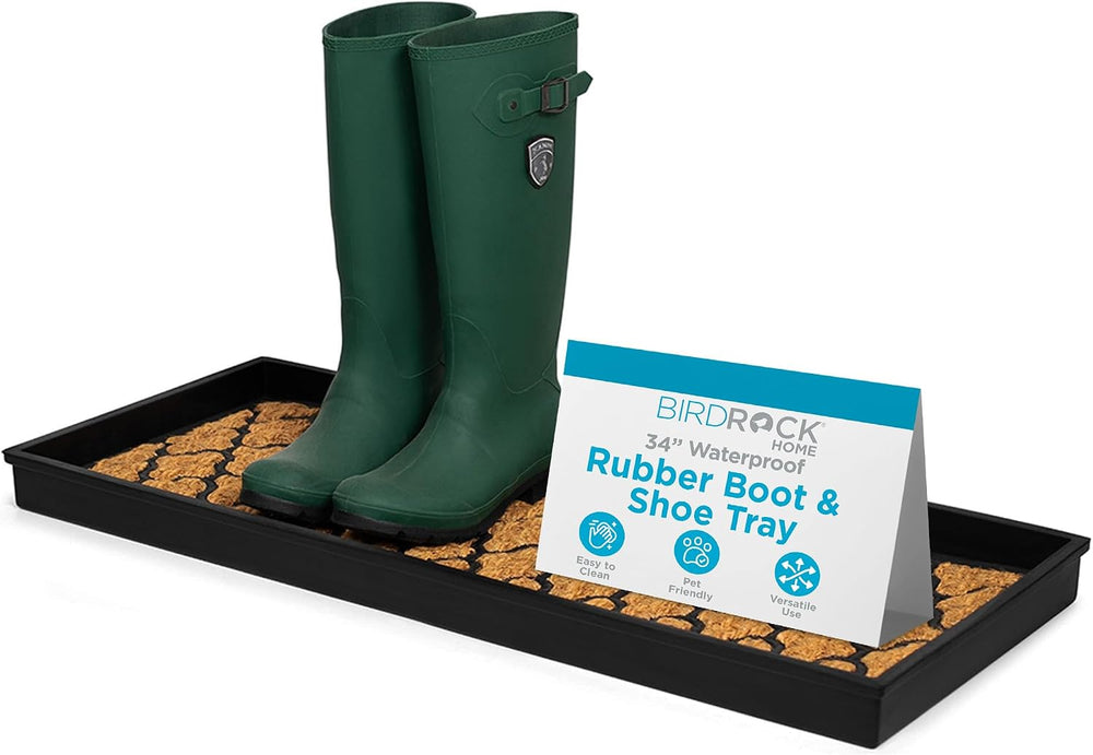 Rubber Boot & Shoe Tray | Coir Insert | 34" x 14" | Waterproof ...