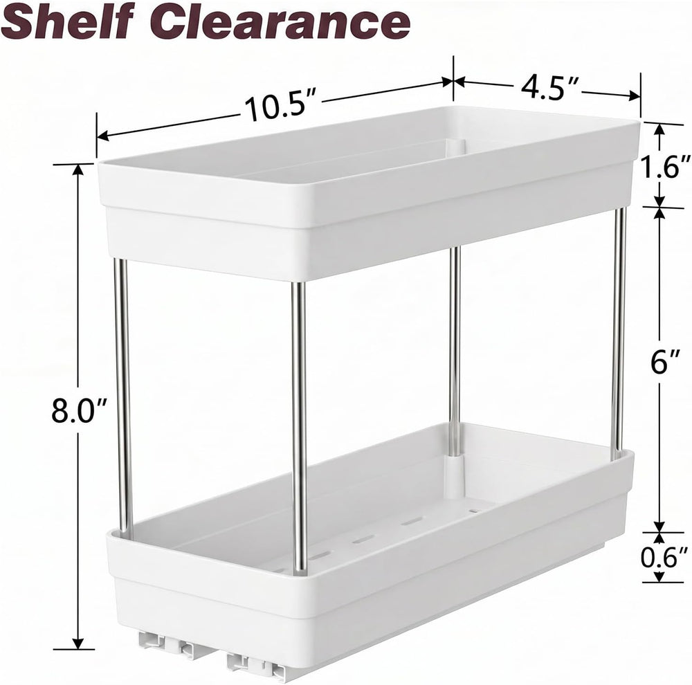 Pull Out Spice Rack, 3 Pack 2-Tier Cabinet Organizer, White