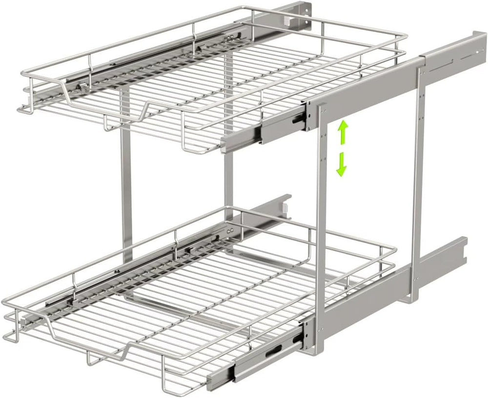 EZKAZA Pull Out Cabinet Organizer 9.5" W x 21" D, 2-Tier Kitchen Ca...