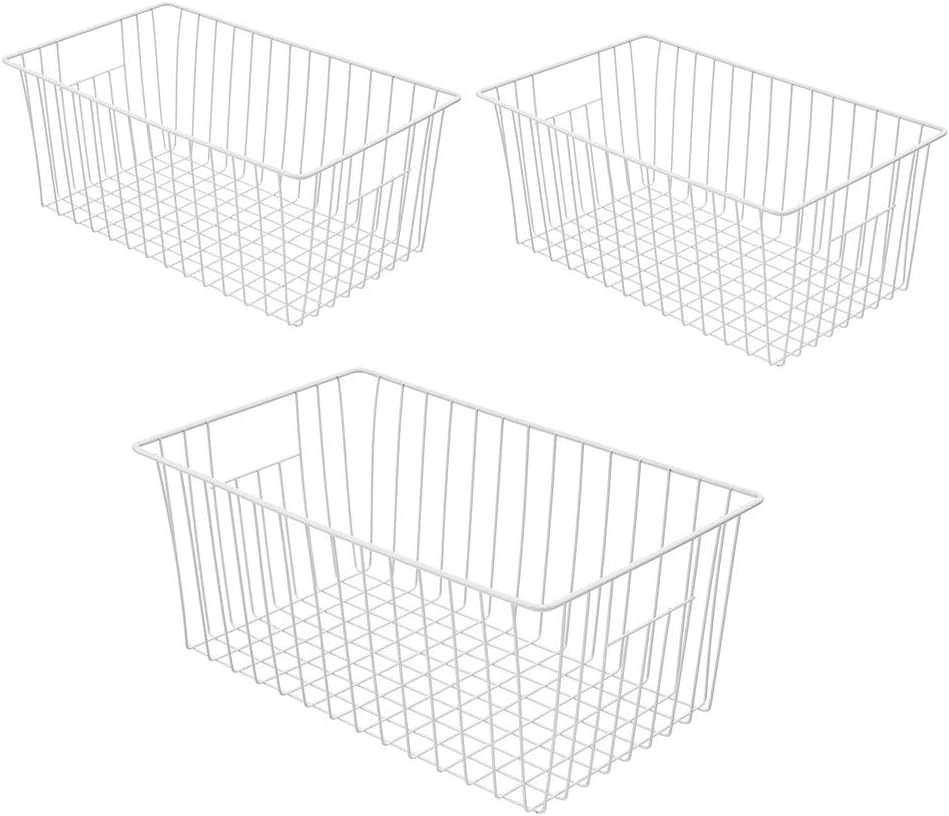 16inch Freezer Wire Storage Organizer Baskets, Household Refrigerator Bins wi...