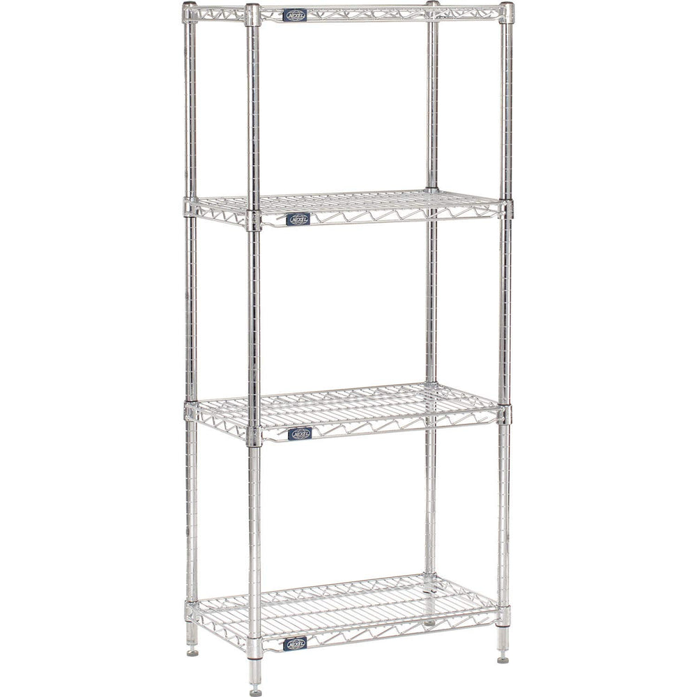 Nexel Adjustable Wire Shelving Unit, 4 Tier, Commercial Dry Storage Rack, 14&...