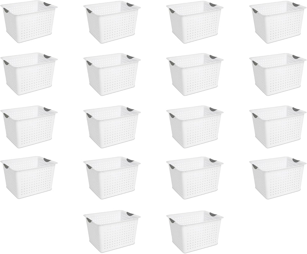 Sterilite Deep Ultra Basket, Open Top Plastic Storage Organizer, 18-Pack