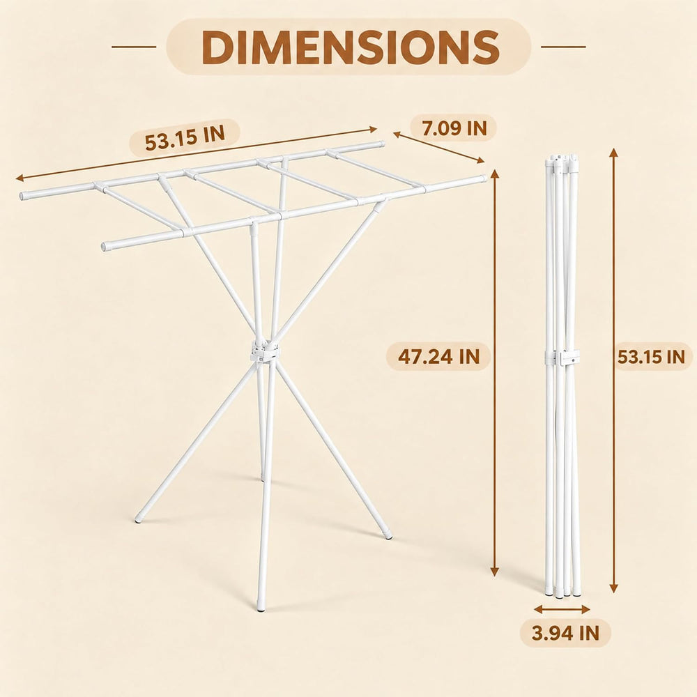 Space-Saving Clothes Drying Rack, 48-Inch Steel