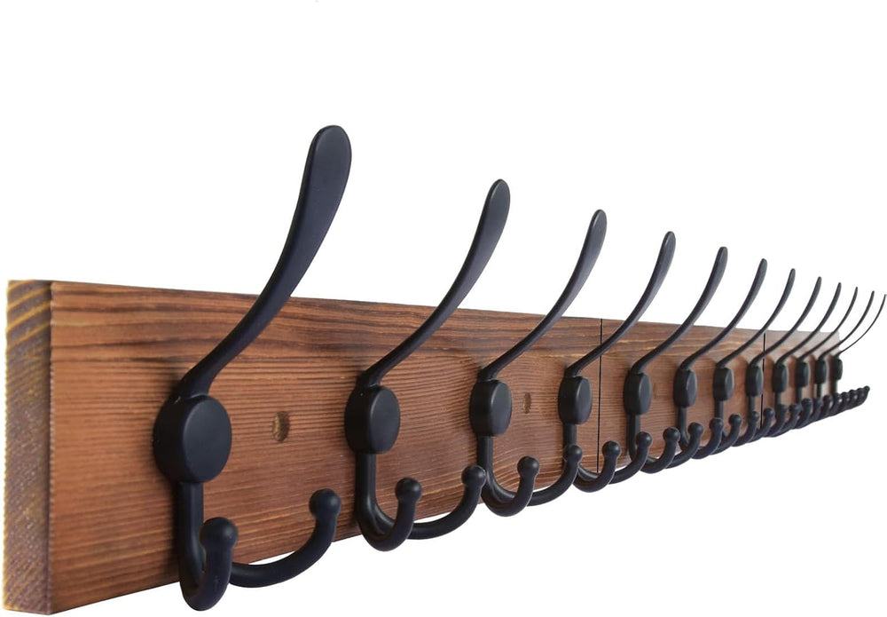 Wall Mount Coat Rack 47.3'' Burnt Brown Hanger - Rustic Towel Rack fo...