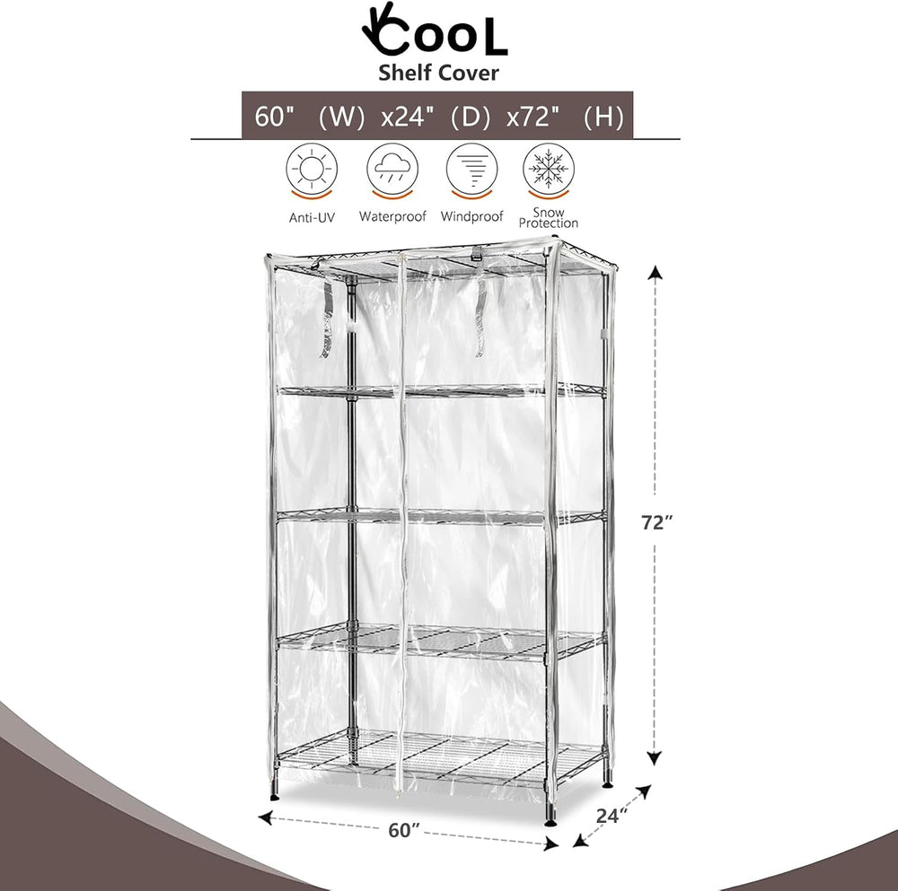 okcool Waterproof Shelf Cover,All Clear Wire Shelf Cover with Zipper,Transpar...