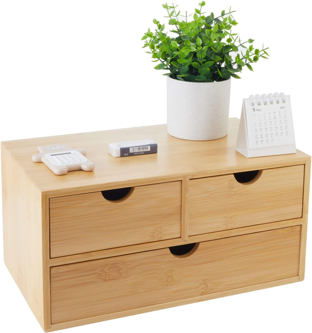 Charmewooden Bamboo Desk Organizer With Drawers Countertop Drawers Counter St...
