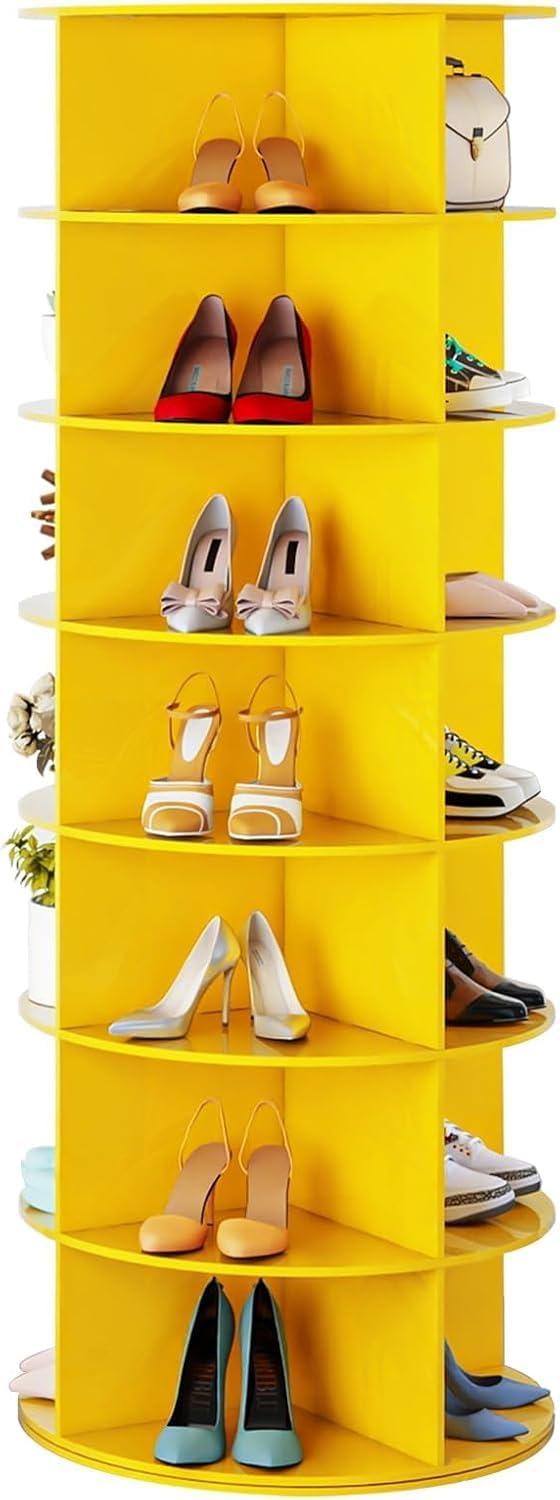 7 Tier Rotating Shoe Rack Tower, Easily Assembled Lazy Susan Shoe Organizer, ...