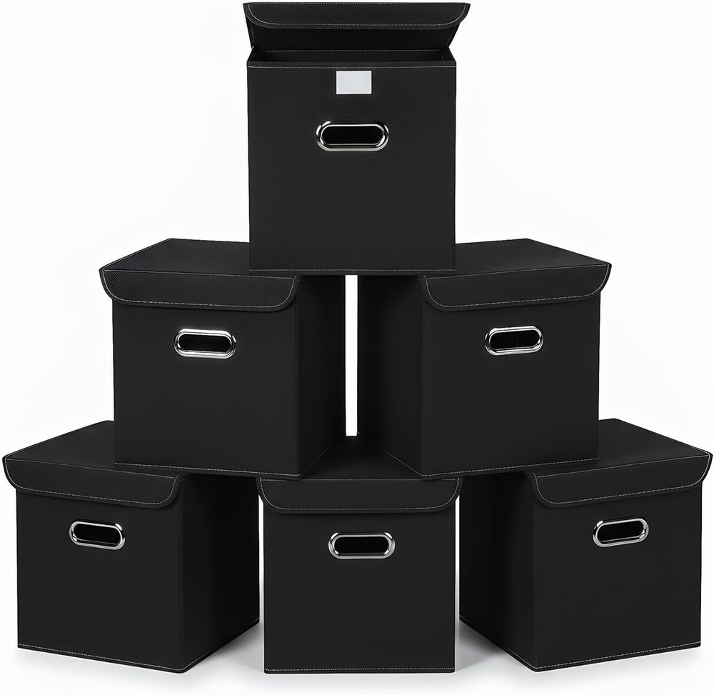 Closet Organizers Fabric Storage Bins With Lids Collapsible Cube Storage Orga...
