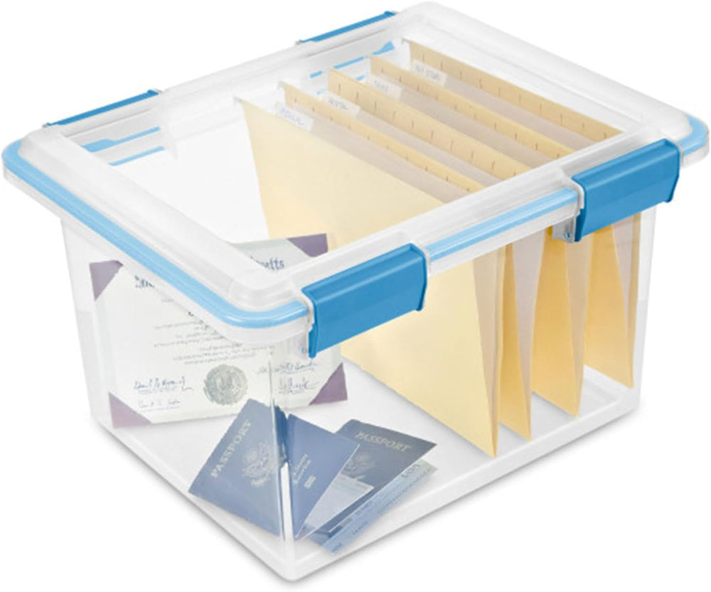 Sterilite Gasket Storage Box with Lids for Home & Office, 32 Quart, 4-Pack