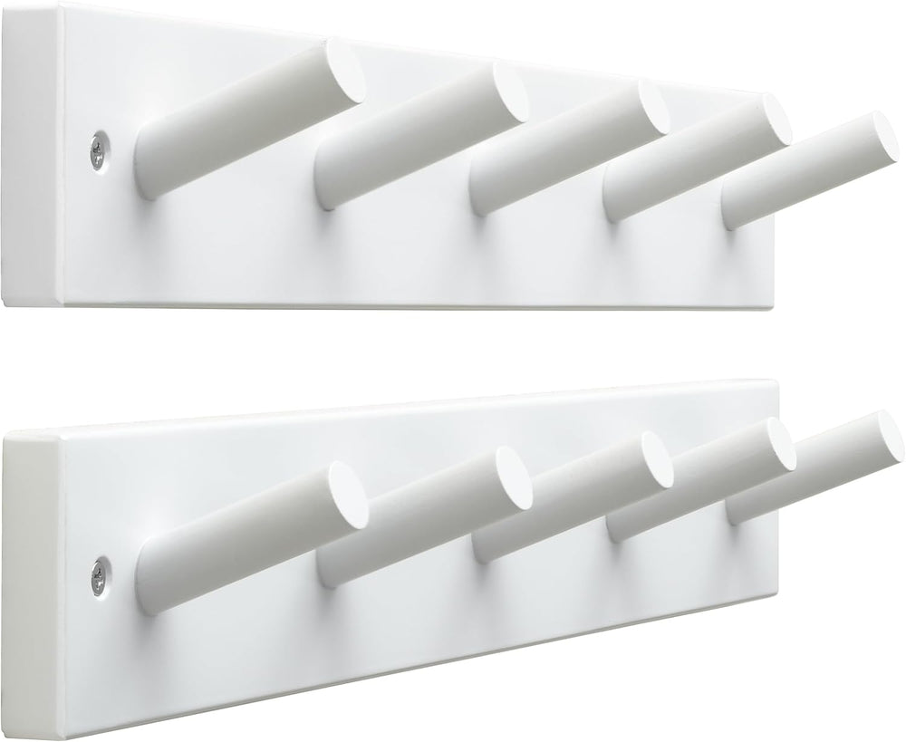 SKOLOO Coat Rack Wall Mount 17 inch, 5 Hooks, Bamboo, Shaker Style, White
