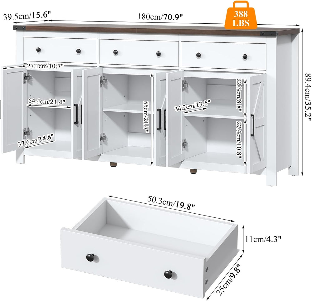 VVFLU 71" Large Sideboard Buffet Cabinet with Storage, Modern Farmhouse ...