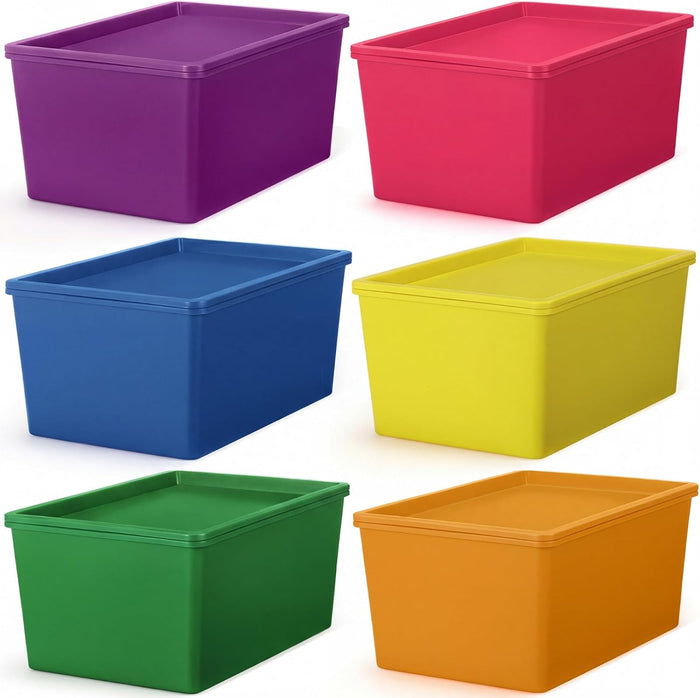 Menkxi 6 Pcs Small Plastic Storage Bins with Lids,Colorful