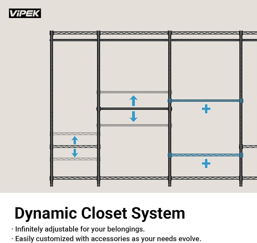 VIPEK V60 Extra Large Portable Garment Rack for Bedroom, Black