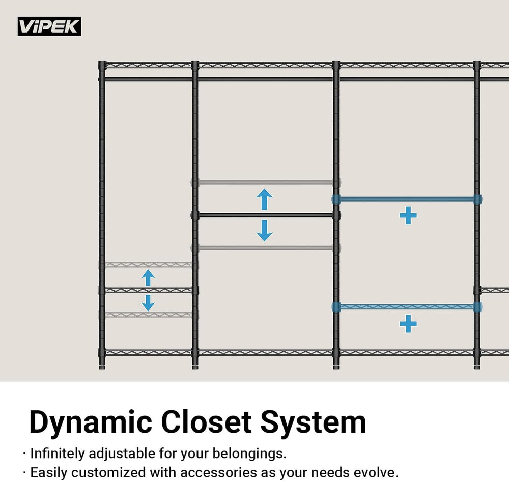 VIPEK V50 Extra Large Closet System, Heavy Duty Clothes Rack, Black