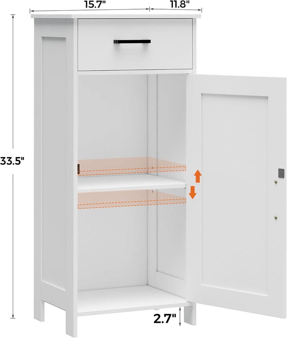 Homhedy Bathroom Storage Cabinet with Drawer & Adjustable Shelf