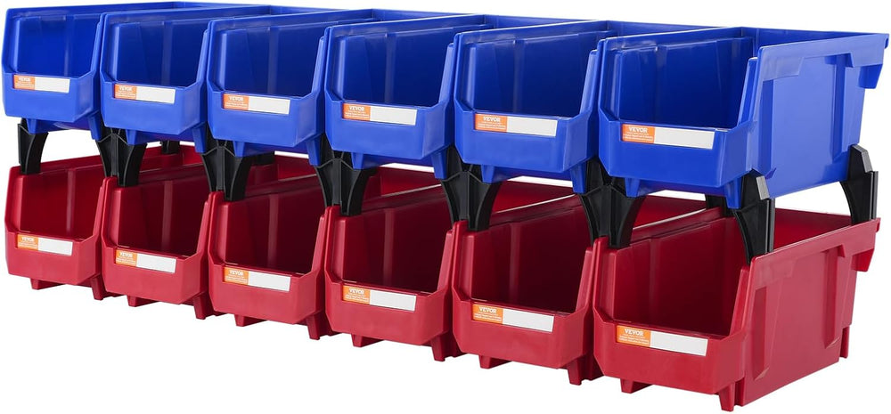 VEVOR Plastic Storage Bins 12 Pack (11 x 5 x 5-Inch), Hanging Stackable Stora...