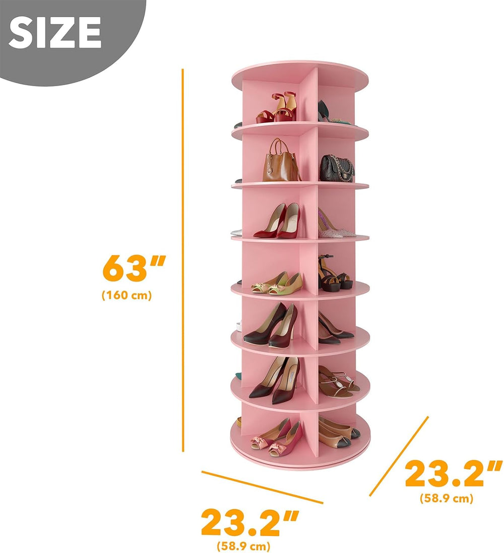 SpaceAid 7 Tier Rotating Shoe Rack Tower, Spinning Shoe Display Lazy Susan, R...