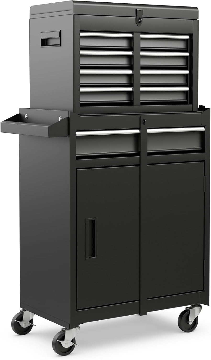 IRONMAX 2-in-1 Detachable Rolling Metal Tool Chest, 5 Drawers, Black